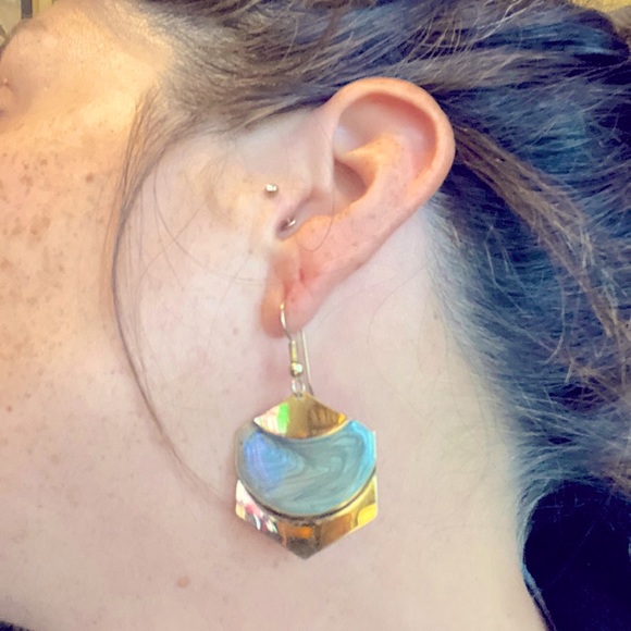 💛Vintage gold enameled earrings - Picture 2 of 11